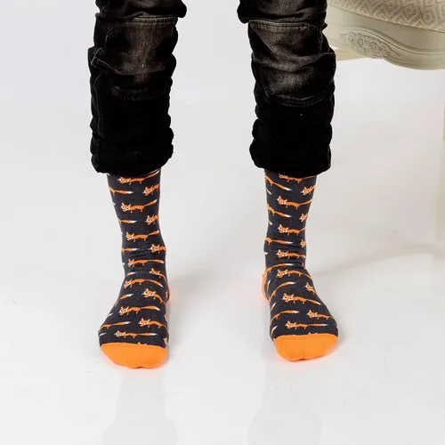 Vista 2 de Calcetines de media pantorrilla para hombre, diseño de animales locos, casual, algodón, talla 9, 13, divertido, colorido, novedad, arte, hombre