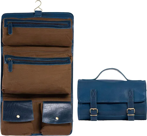 Vista 4 de KomalC Neceser Colgante de Cuero de Búfalo Premium para Viaje Kit Dopp