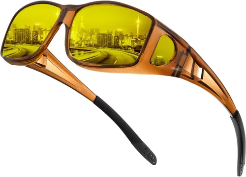 Vista 10 de Gafas de visión nocturna para hombre, lentes envolventes para conducir