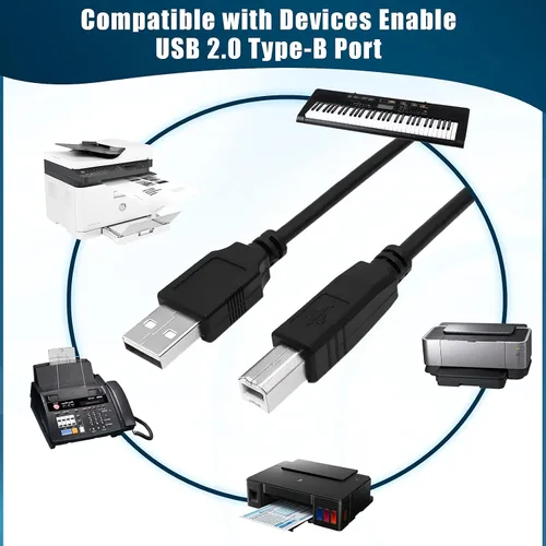 Vista 2 de Cable de repuesto USB A macho a B macho de 10 pies Cable de transferencia de datos Cable de host para Silhouette Cameo Herramienta de corte