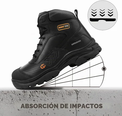 Vista 3 de Jacata Waterproof Leather Soft/Steel Toe Work Boots For Men,Heavy Duty 6Inch Oil/Slip Resistant Rubber Outsole Comfortable Construction Industrial