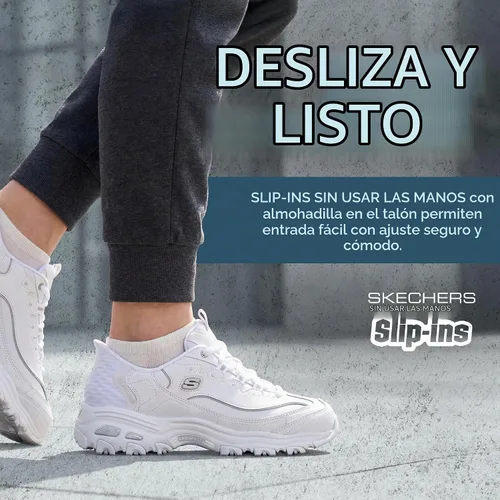 Vista 3 de Skechers Women's D'Lites New Scene Sneaker Blanco/Plateado