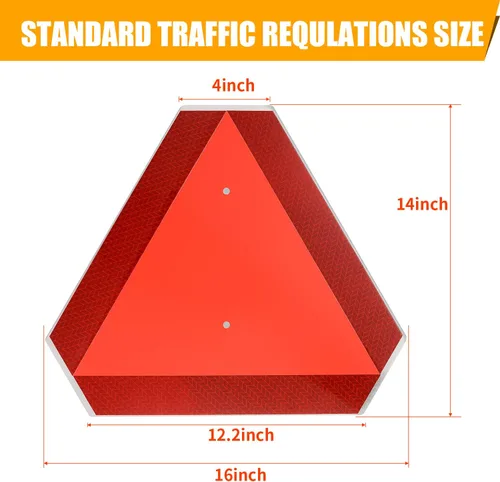 Vista 5 de Señal de seguridad del vehículo de movimiento lento, señal triangular de vehículo de movimiento lento, aluminio de 14 x 16 pulgadas, reflectante