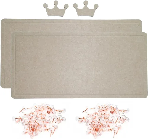 Vista 8 de Tablón de anuncios plegable de fieltro grande - 36'' x 18'', tablero de exhibición de imágenes decorativo enmarcado con 35 alfileres rosados
