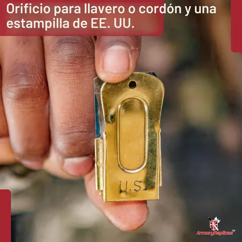Vista 3 de Armory Replicas - Clicker de grillo de latón para paracaidista del Día D de los Estados Unidos