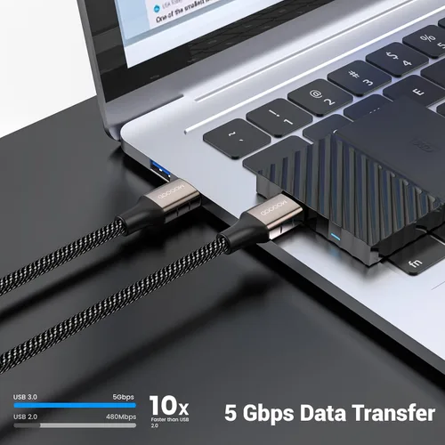 Vista 3 de MOGOOD Cable de extensión USB 3.0, macho a macho, USB A, funciona con laptop, disco duro externo, reproductor de DVD, televisión, caja