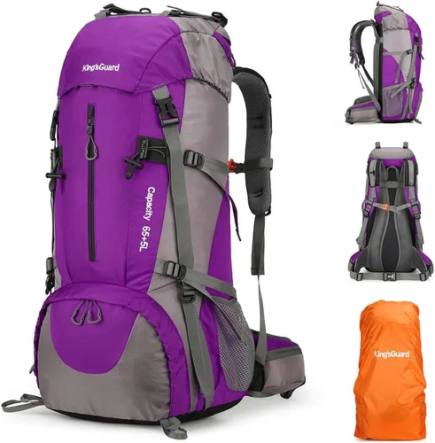Vista 10 de King'sGuard Mochila de senderismo de 70L con cubierta de lluvia, mochila de viaje impermeable ligera para acampar, mochila grande Azul (deepblue)