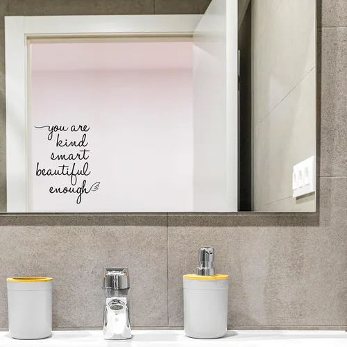 Vista 6 de Calcomanías de afirmaciones de espejo de baño, You are Kind Smart Beautiful Enough Calcomanías de vinilo, lindas calcomanías de espejo