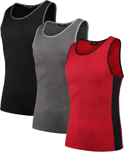 Vista 4 de COOFANDY Mens Workout Tank Tops 3 Pack Quick Dry Gym Muscle Tee Training Sports Fitness Bodybuilding Sleeveless T Shirt