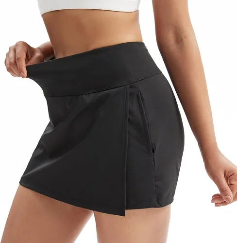 Vista 3 de Blaosn Pantalones cortos con falda para mujer, para gimnasio, yoga, atletismo, entrenamiento, correr, tenis, falda linda para niñas, ropa de moda