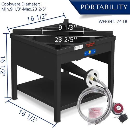 Vista 2 de ARC - Olla de acero inoxidable de 64 cuartos con freidora de propano de 200,000 BTU, olla para hervir mariscos, olla para hervir cangrejo, olla
