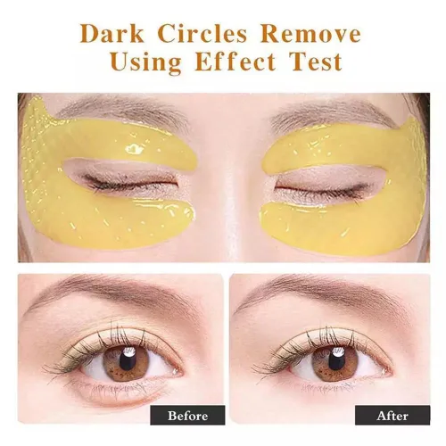 Vista 5 de Parches dorados de hidrogel para ojos, almohadillas de gel de colágeno para debajo de los ojos, reduce las arrugas, ojos hinchados, ojeras, bolsas