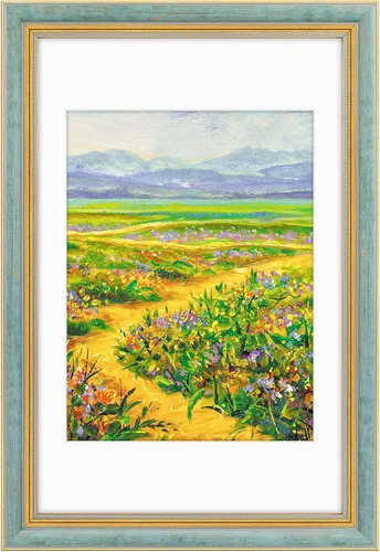 Vista 34 de Golden State Art, Marco de fotos adornado de 8 x 10 pulgadas para fotos de 5 x 7 pulgadas con paspartú o impresiones de 8 x 10 sin paspartú, cristal