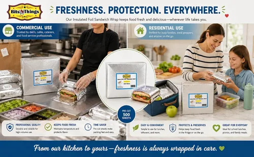 Vista 5 de Hojas aisladas de papel de aluminio para sándwich de 10.75 x 14 pulgadas (500 unidades) Papel de aluminio para sándwiches, suburguesas