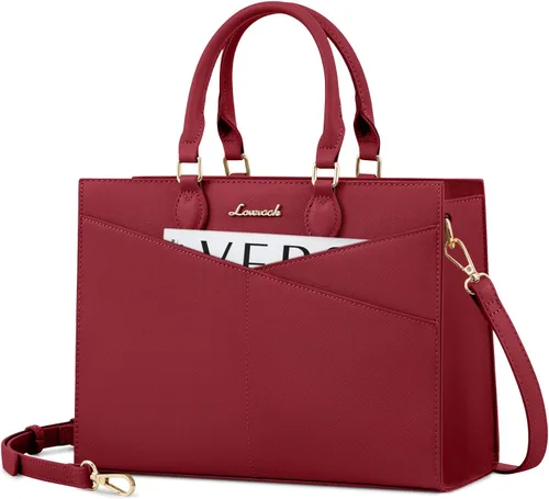 Vista 7 de LOVEVOOK Bolsos para mujer, bolsos tipo cartera con asa superior, bolso de mano de cuero negro con cremallera, bolso cruzado con asa superior