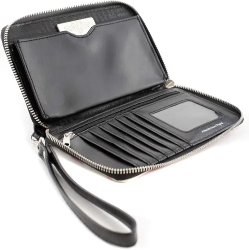 Vista 4 de Cartera rectangular de poliuretano con cremallera alrededor de Hollywood Undead Comic Crew Skull Black Blues