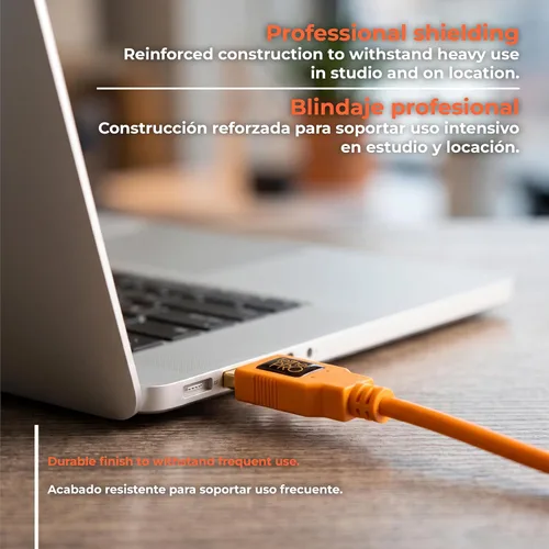 Vista 5 de Tether Tools TetherPro - Cable USB 2.0 a USB Micro-B de 5 pines, para transferencia rápida entre cámara y computadora, naranja de alta visibilidad