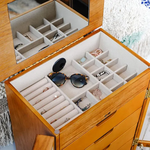 Vista 7 de Hives and Honey Armario de joyería Chelsea Walnut