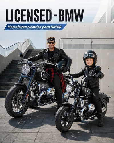 Vista 3 de Motocicleta eléctrica con licencia BMW 24V para niños grandes 8-12 Negro