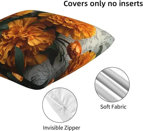 Vista 4 de Throw Pillow Covers 16"x16" Square Cushion Cover Marigold Modern Farmhouse Cushion Case Soft Pillowcase for Couch Bed Car Home Decoration Throw