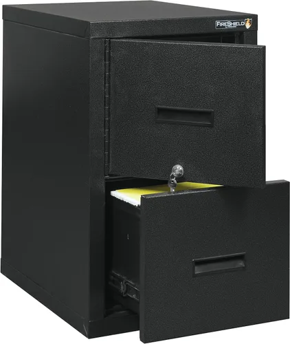 Vista 8 de FireKing® FireShield - Archivador vertical de 22 pulgadas D con 1 cajón y caja fuerte, metal, piedra negra