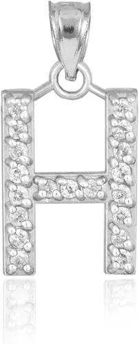 Vista 5 de Claddagh Gold . Collar con colgante de letra inicial de plata de ley 925 con circonita cúbica - Elección de tamaños