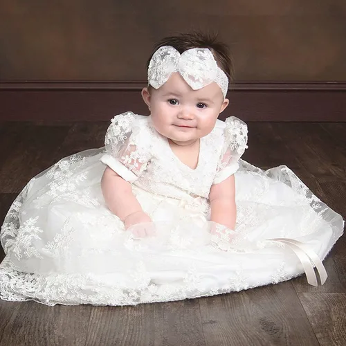 Vista 3 de Christening Gown Baby Girl Lace Toddler Dress for Age 3-24 Months