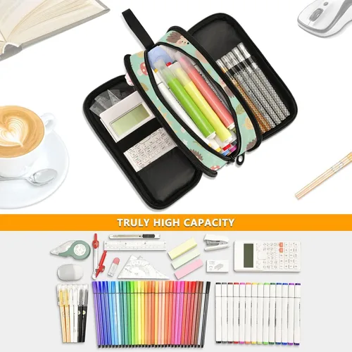 Vista 5 de Nylon Teen Pencil Bag Hedgehog Animal Baby Green High Capacity Pencil Case With Zipper School Stationery for Office Teen Boys estuche