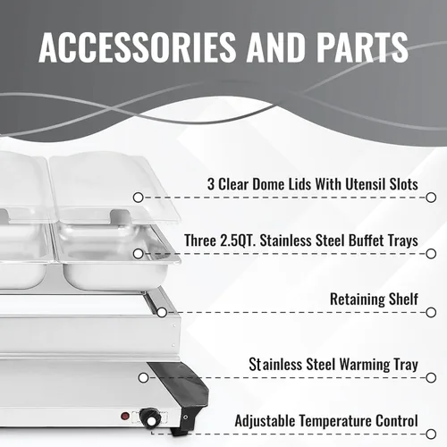 Vista 6 de Alpha Living 3x2.5 QT Calentadores de alimentos para fiestas, servidores de buffet y calentadores – Suministros de catering premium para exhibición