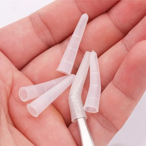 Vista 4 de EORTA 50 fundas de silicona suave para puntas de pinzas para empujador de pestañas, para proteger las puntas, transparente