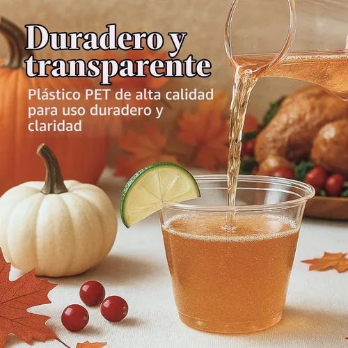 Vista 2 de Prestee Paquete de 50 vasos de plástico – Vasos desechables transparentes de 9 onzas para bebidas frías, cócteles y postres – Taza pequeña duradera