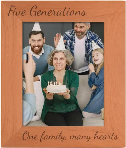 Vista 13 de Gifts For All By Rachel Olevia Five Generations One Family Many Hearts - Marco de fotos de madera natural grabado de 4 x 6 pulgadas, diseño