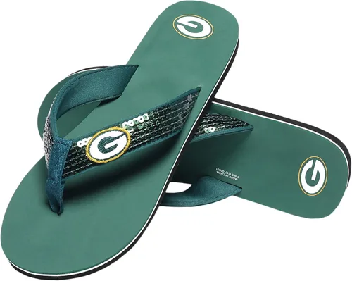 Vista 11 de FOCO Womens NFL Team Logo Sequin Strap Sandals Flip Flops