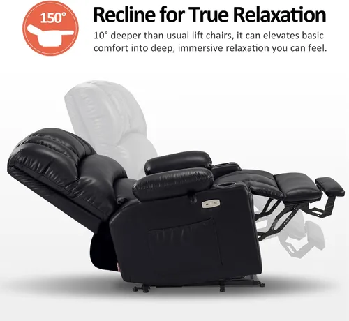 Vista 4 de MCombo Silla reclinable de elevación eléctrica extragrande para ancianos, silla elevadora con calor y masaje, reclinable para personas grandes