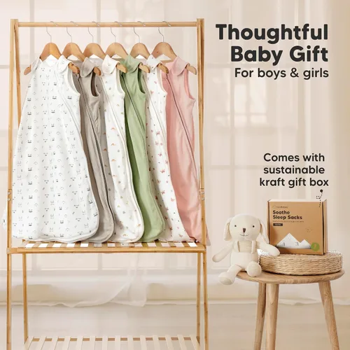 Vista 9 de Paquete de 2 sacos de dormir orgánicos para bebé, 100% algodón 0.5TOG (aguacate, 0-6 meses) Soft Breathable, Baby Wearable Blanket, Toddler