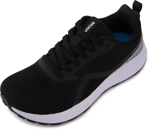 Vista 9 de BRONAX Zapatos de correr anchos acolchados y de soporte para carretera para hombre Puntera ancha Suela de goma Negro