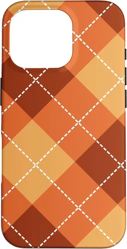 Vista 19 de Funda para iPhone 13 Pro, naranja, amarillo y marrón, a cuadros, otoño, calabazas