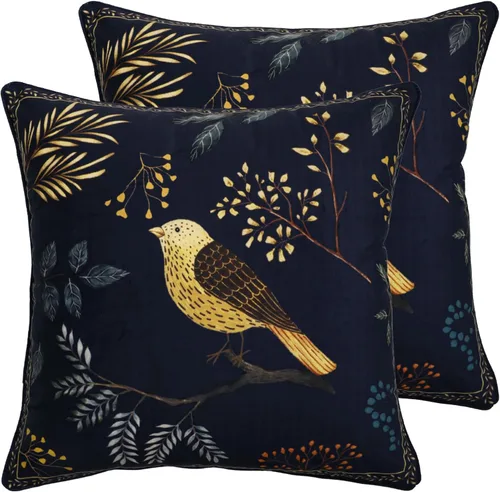 Vista 59 de patdrea Funda de almohada de terciopelo francés de diseño, 18 x 18 pulgadas Aviario
