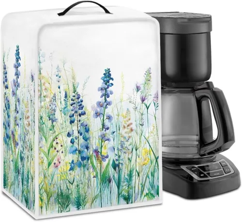 Vista 26 de Funda para cafetera, poliéster, azul, se adapta a la mayoría de máquinas de café estándar, protector resistente al polvo, huellas dactilares