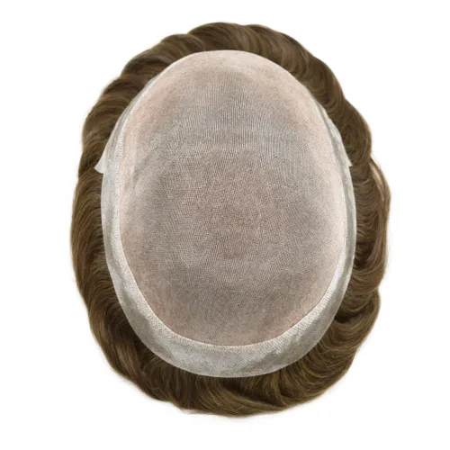 Vista 6 de Toupee para hombres Piezas de pelo fino mono para hombre Toupee sistema de reemplazo de pelo para hombres línea capilar natural para hombre postizo