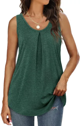 Vista 4 de WIHOLL Camisetas sin mangas para mujer, ajuste holgado, cuello en V, sin mangas, a la moda