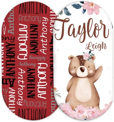 Vista 12 de Juego de 2 sábanas personalizadas para moisés de bebé, ajuste universal para colchón/almohadilla de moisés rectangular, ovalado, de reloj de arena