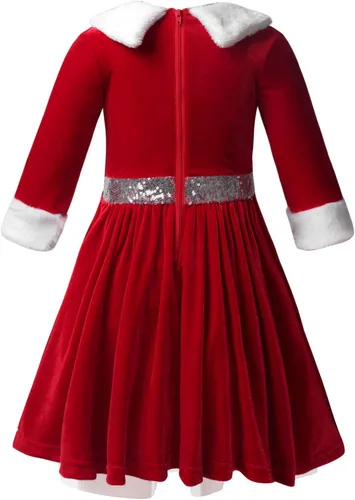 Vista 2 de CHICTRY Disfraz de Miss Santa para niñas, de terciopelo, con volantes, tutú y vestido de baile