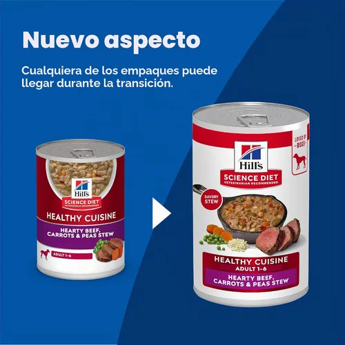 Vista 2 de Hill's Science Diet Paquete variado de alimento húmedo enlatado para piel y estómago sensible para adultos, carne de res estofada, zanahoria