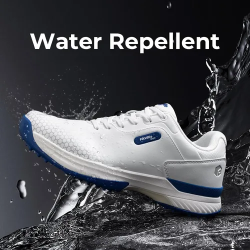 Vista 6 de FitVille Zapatos de golf anchos y extra anchos para hombre, zapatos de golf profesionales impermeables para exteriores para hombres