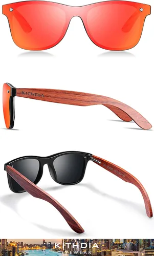 Vista 2 de Zebra - Gafas de sol polarizadas de bambú de madera para hombres y mujeres - Gafas de sol con patillas de madera S5029