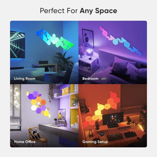 Vista 8 de Nanoleaf Formas – Luces de pared LED triangulares, paneles de luz de pared inteligentes RGBW con 16M+ color, paquete de 13