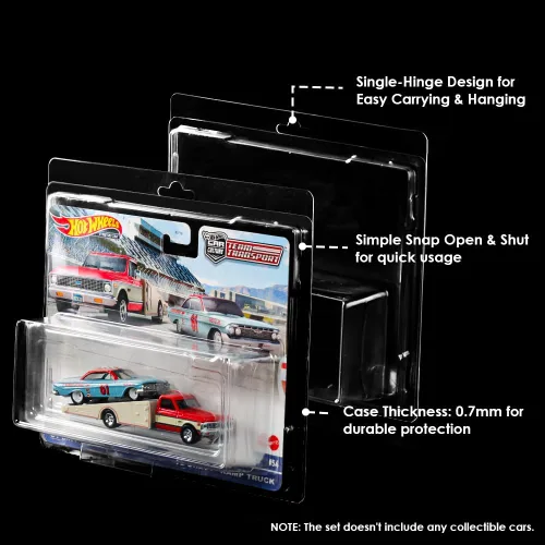Vista 5 de Paquete de 5 fundas protectoras para transporte de equipos Hot Wheels, PET Recinto de clamshell de fácil montaje, impermeable, pantalla clara