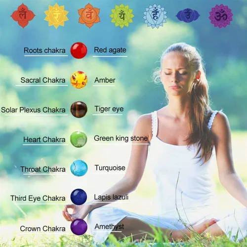Vista 4 de Brazalete GelConnie de piedras de lava, 7 chakras, 0.32 pulgadas, piedra natural, para curación, alivio del estrés, yoga, ansiedad, aromaterapia