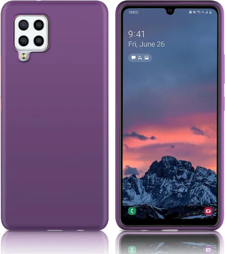 Vista 5 de Funda diseñada para Galaxy A42 5G, silicona líquida de goma a prueba de golpes, forro de tela de microfibra suave, compatible con Galaxy A42 5G